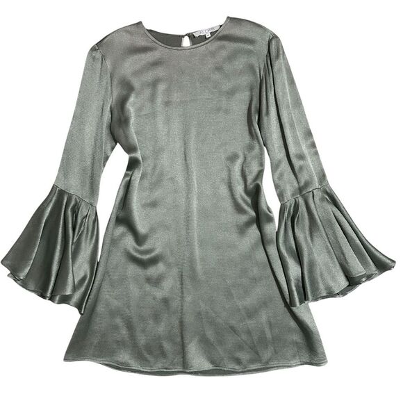 ALEXIS ($498) Pewter Textured Bell Sleeve Dress S - Picture 2 of 15